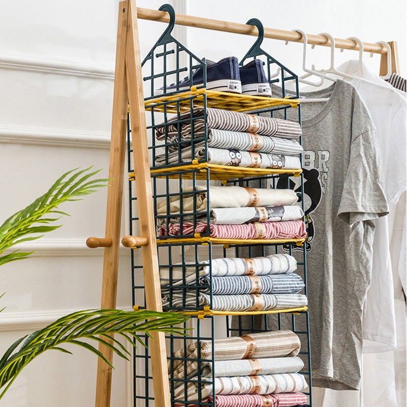 Folding hanging storage rack