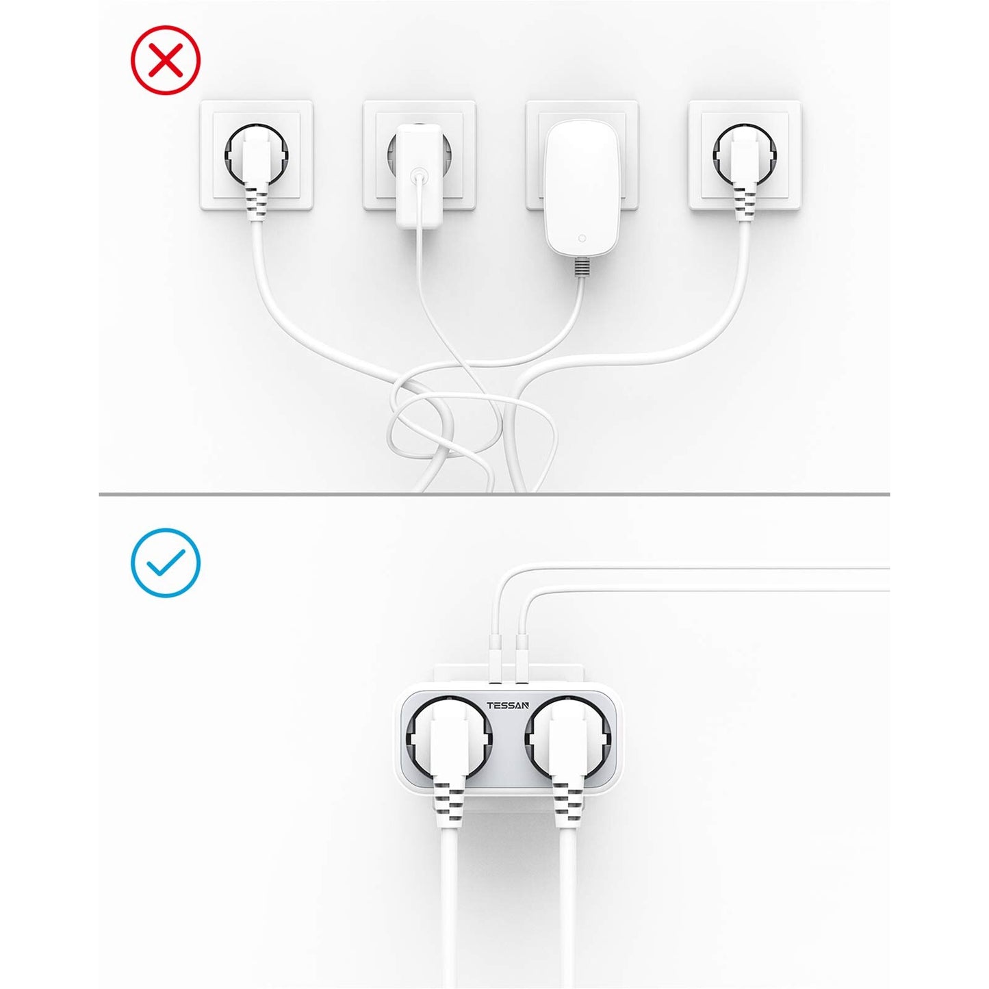 TESSAN 4 in 1 Wall Adapter