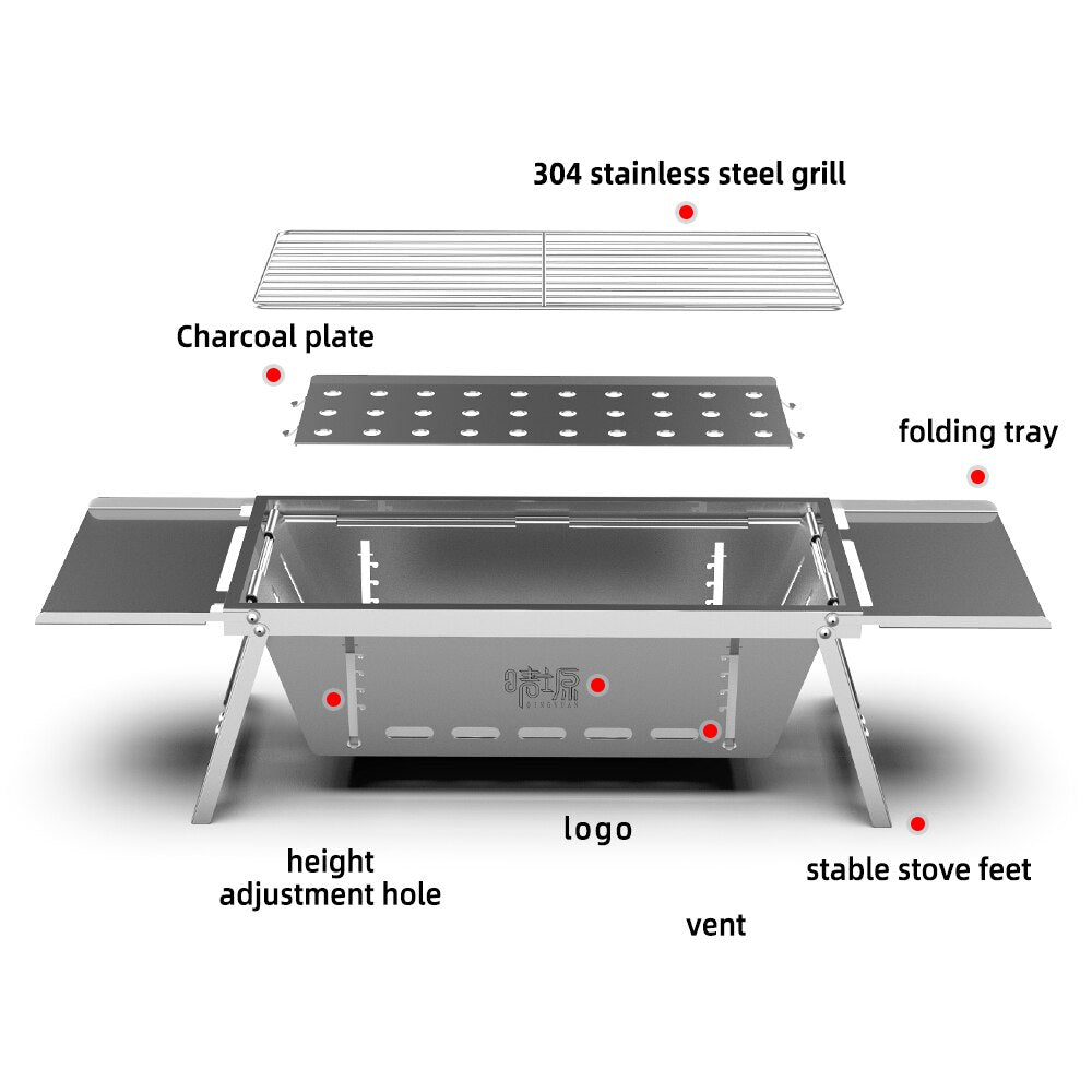 Folding Stainless Steel BBQ Grill